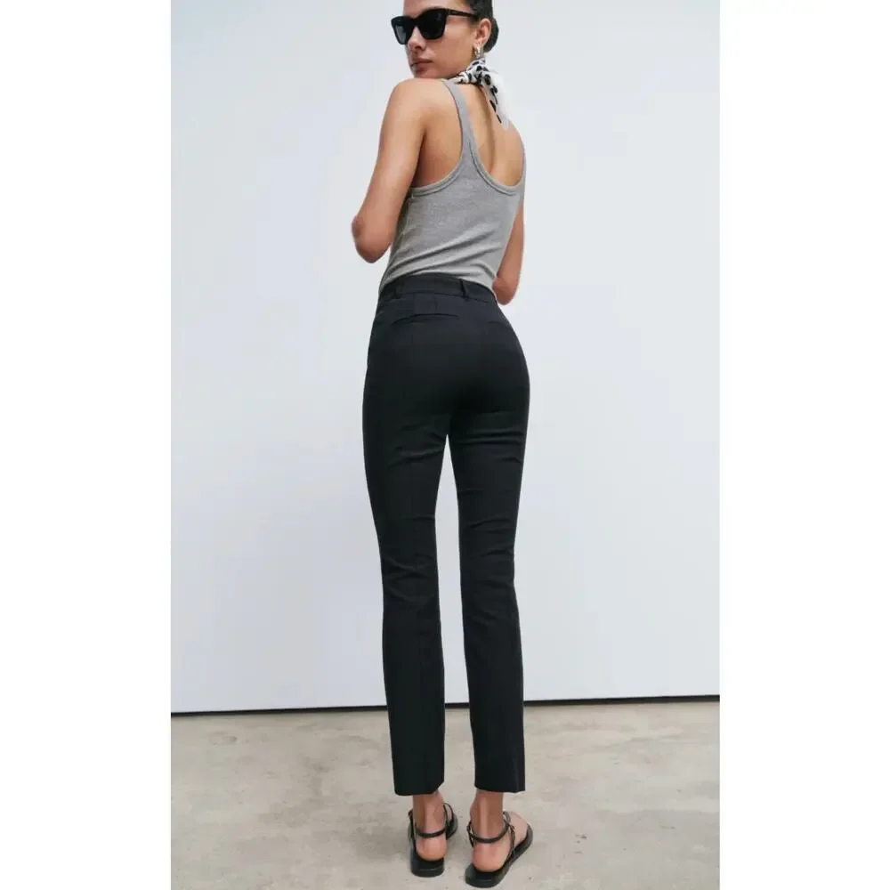 AYR The Daily Dose Black Stretch Straight Leg Cropped Pants Size 29 Classic
